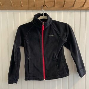 Columbia Full Zip Polyester Fleece Jacket Black Pink Kids S 7/8